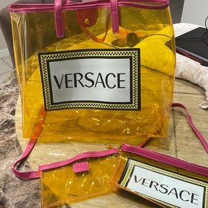3pc Versace Transparent Bag Cute 4 The beach or Traveling brand New Never Worn